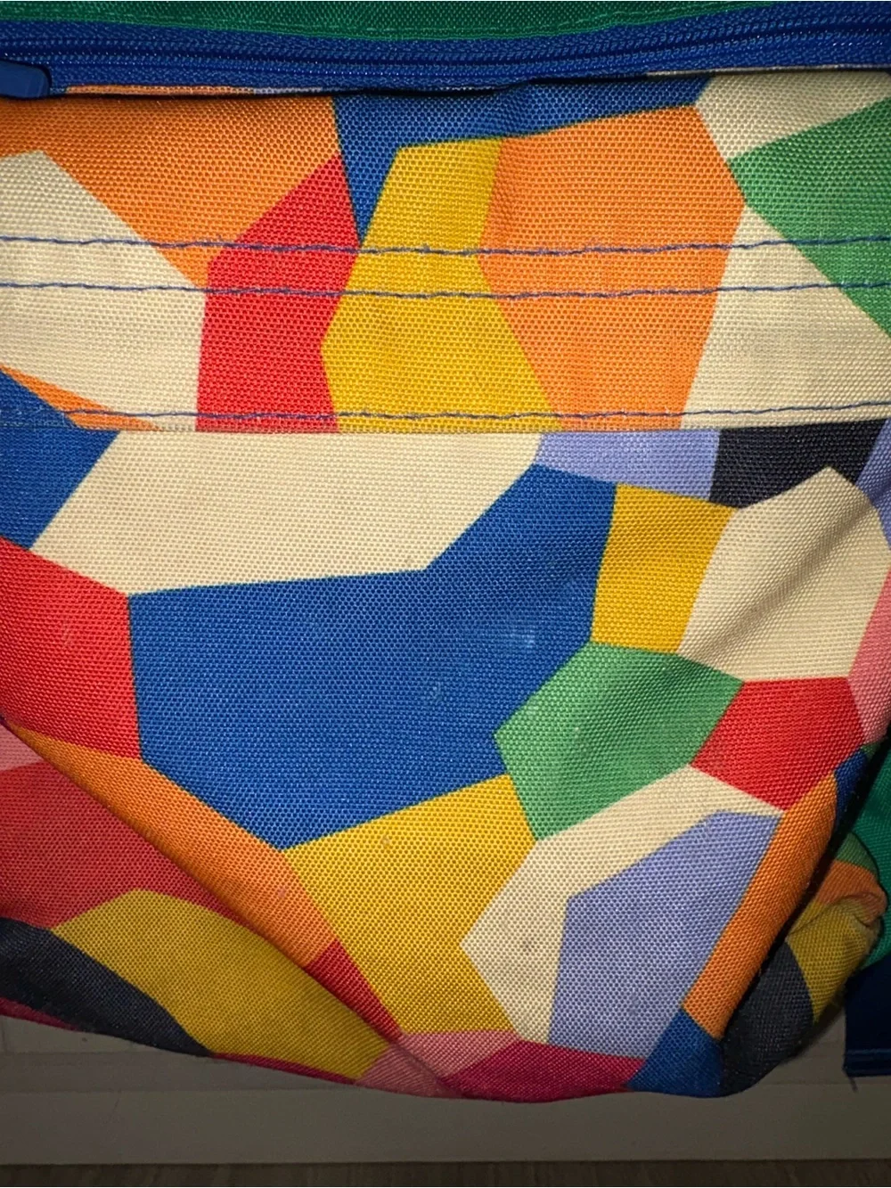 Vera Bradley Green Backpack with Multicolor Geometric Front Pocket